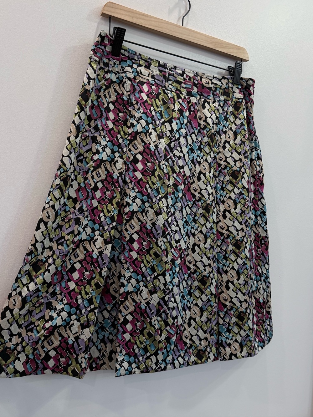 Vintage Y2K Liz Claiborne 100% Silk Mosaic Abstract A-Line Skirt Size 8